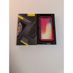 Seacosmo iPhone X / XS Red Metal Frame Case w/ Built-in‎ Screen Protector